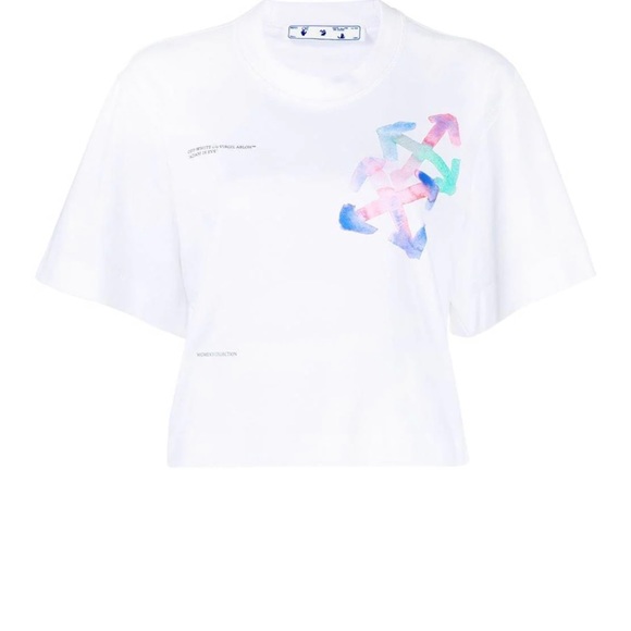 BRAND NEW Off White Watercolor Arrows Crop T-Shirt Sz S Small - Picture 11 of 13
